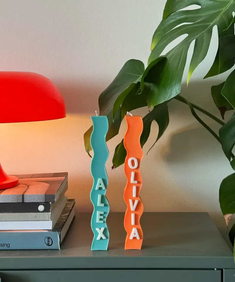 Vela ondulada personalizada mint conjunto