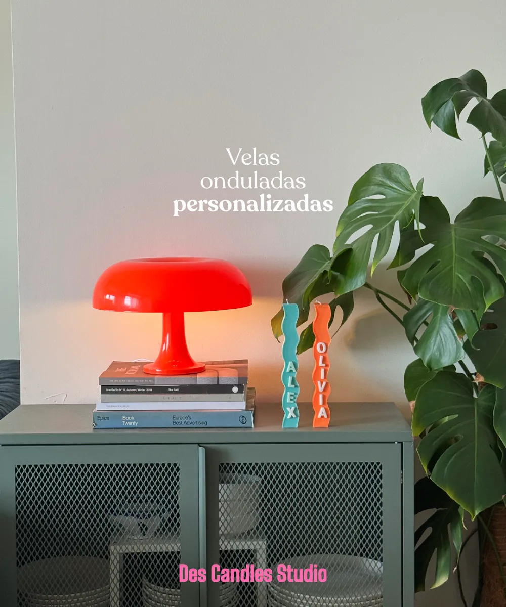 Vela Ondulada Personalizada 💘 6 Vela ondulada personalizada mint y naranja